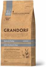 Kuivtoit koertele Grandorf Adult Medium & Maxi küüliku ja kalkuniga, 10 kg