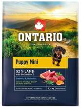 Kuivtoit kutsikatele Ontario Puppy Mini lambaliha ja pruuni riisiga, 2.25 kg