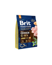 Kuivtoit koertele Brit Premium By Nature Junior Medium M kanaga, 3 kg