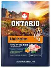 Kuivtoit koertele Ontario Adult Medium Fish & Brown Rice, 2,25 kg