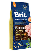 Kuivtoit koertele Brit Premium By Nature Junior M kanaga, 15 kg