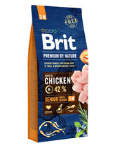 Kuivtoit koertele Brit Premium By Nature Senior S/M kanaga, 15 kg