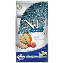Kuivtoit koertele Farmina N&D Ocean Dog Salmon, Cod, Cantaloupe Melon Adult Medium&Maxi, 12 kg