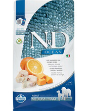 Kuivtoit koertele Farmina N&D Ocean Adult Medium & Maxi tursk, kõrvits ja apelsin, 2,5 kg