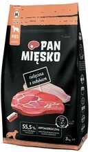 Kuivtoit koertele Pan Miesko vasika- ja kalkunilihaga, 3 kg