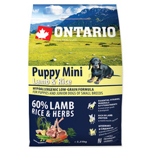 Kuivtoit kutsikatele Ontario Puppy Mini Lamb and Rice, 2,25 kg