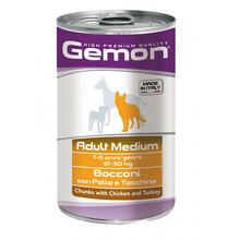 Märgtoit koertele Gemon Medium Adult kanaliha ja kalkunilihaga, 1.25 kg
