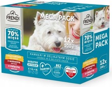 Märgtoit koertele Frendi kanaga, veiselihaga ja vasikalihaga, 12 x 100 g