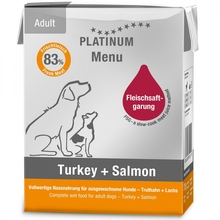 Konserv koertele Platinum Menu kalkuni ja lõhega, 375 g