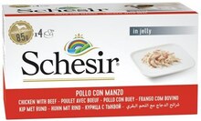 Märgtoit koertele Schesir kanaliha ja veiselihaga želees, 4 x 85 g