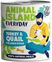 Märgtoit koertele Animal Island Everyday kalkuni ja vutiga, 800 g