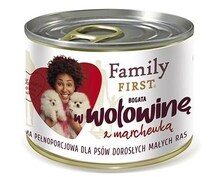Märgtoit koertele Family First Adult veiseliha ja porgandiga, 200 g