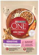 Märgtoit koertele Purina One Mini / Small Sensitive lõhe ja riisiga, 85 g