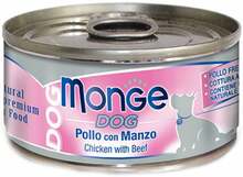 Märgtoit koertele Monge Natural kanaliha ja veiselihaga, 95 g