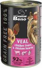 Märgtoit koertele Certech Super Beno Veal kanamaksa ja kanasüdamega, 415 g
