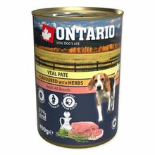 Konserv koertele Ontario Dog Adult Veal Pate ürtidega, 400 g