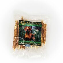 Maiused koertele Real Dog Snacks nahast pulgad kanaga, 500 g