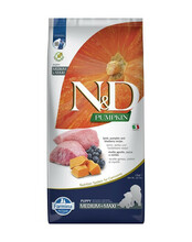 Kuivtoit kutsikatele Farmina N&D Pumpkin Grain Free Lamb & Blueberry Puppy Medium & Maxi, 12 kg