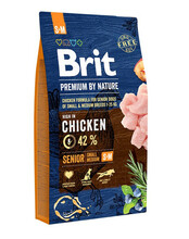 Kuivtoit koertele Brit Premium By Nature Senior Small Medium S+M kanaga, 8 kg