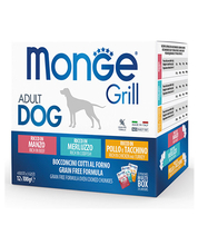 Märgtoit koertele Monge Grill Mix veise-, tursa- ja kanalihaga, 12 x 100 g