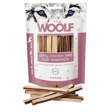 Maiustus koertele Woolf Long Chicken and Cod Sandwich, 100 g