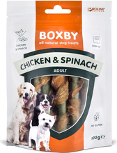 Maiused koertele Boxby Chicken & Spinach Sticks, 100 g