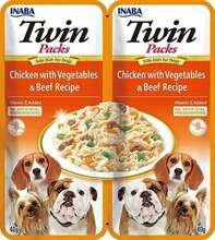 Maius koertele Inaba Dog Twin kana, köögiviljad ja veiseliha puljongis, 2x40 g