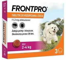 Frontpro tabletid kirpude ja puukide vastu koertele (2-4 kg), 3x 11,3 mg