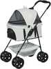 Koerte jalutuskäru PawHut, 3 in 1, mini koertele kuni 4 kg, helehall