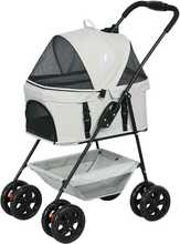 Koerte jalutuskäru PawHut, 3 in 1, mini koertele kuni 4 kg, helehall