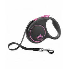 Jalutusrihm Flexi Black Design M, 5 m, kuni 25 kg, roosa