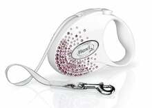 Jalutusrihm Flexi Glam Splash S, 3 m, valge/roosa