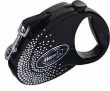 Automaatne jalutusrihm Flexi Glam Splash Crystal M, 5 m, must