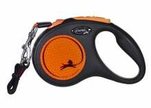 Jalutusrihm Flexi New Neon S, 5 m, kuni 15 kg, must/oranž