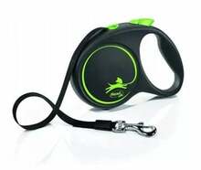 Jalutusrihm Flexi Black Design L, 5 m, kuni 50 kg, must/roheline