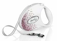Jalutusrihm Flexi Glam Splash M, 5 m, valge/roosa
