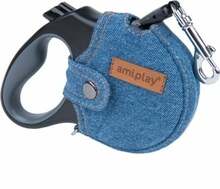 Automaatne jalutusrihm Amiplay Denim, S, 5 m, sinine