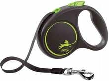 Jalutusrihm Flexi Black Design S, 5 m, kuni 15 kg, must/roheline