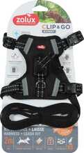 Traksid ja jalutusrihmakomplekt ZOLUX Clip&Go, XS, 330 - 430 mm, must