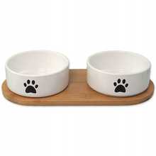Kausside komplekt bambusalusega Dog Fantasy, S, valge