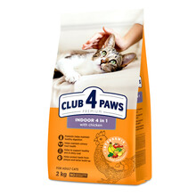 Kuivtoit täiskasvanud toakassidele Club 4 Paws Premium Indoor 4 in 1, 2 kg