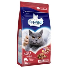 Kuivtoit täiskasvanud kassidele Prevital Adult veiselihaga, 1.4 kg