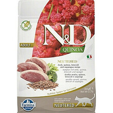 Kuivtoit kassipoegadele Farmina N&D Quinoa Cat Duck, Broccoli, Asparagus Neutered Adult 300 g
