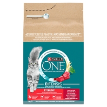 Kuivtoit steriliseeritud kassidele Purina One Sterilcat veiselihaga, 3 kg