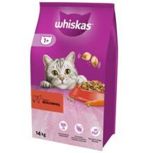 Kuivtoit kassipoegadele Whiskas Adult veiseliha ja köögiviljadega, 14 kg