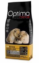 Kuivtoit kassipoegadele Optima Nova Kitten Chicken & Rice, 0.4 kg