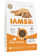 Kuivtoit kassipoegadele Iams for Vitality Kitten kanaga, 1,5 kg