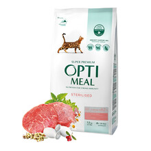 Kuivtoit steriliseeritud kassidele veiseliha ja sorgoga Optimeal, 1,5 kg