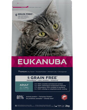 Kuivtoit kassidele Eukanuba Grain Free Adult lõhega, 2 kg