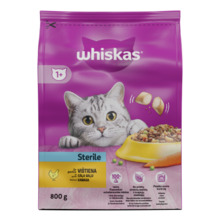 Kuivtoit kassidele Whiskas Sterile, kanaliha, 0.8 kg
